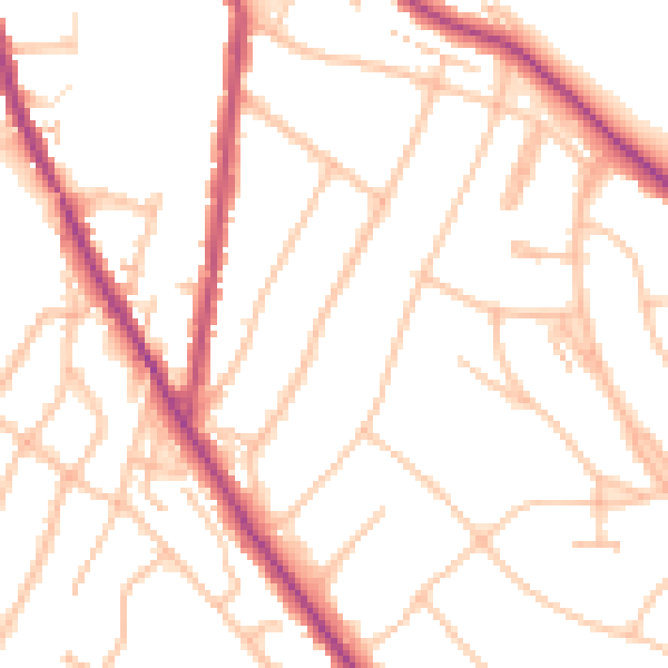 Daytime road noise heatmap for CR2 0AA