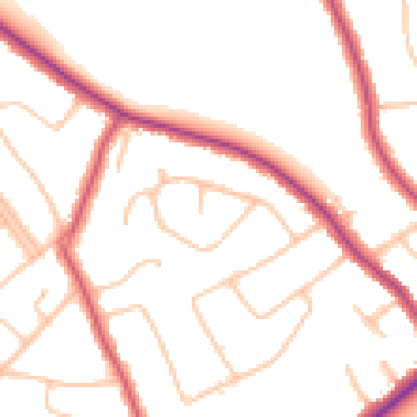 Daytime road noise heatmap for CR2 0AP