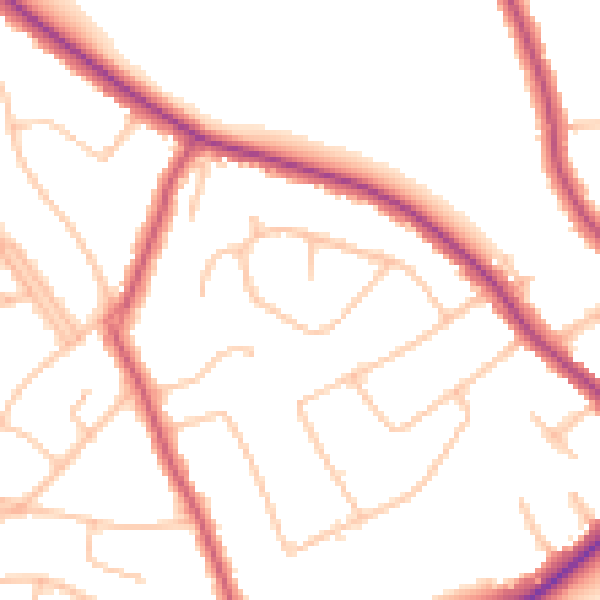 Daytime road noise heatmap for CR2 0AQ