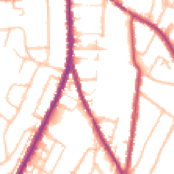 Daytime road noise heatmap for CR2 0AZ