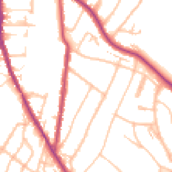 Daytime road noise heatmap for CR2 0BL