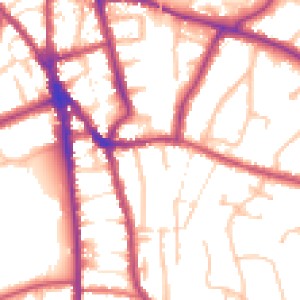 Daytime road noise heatmap for CR2 7BA