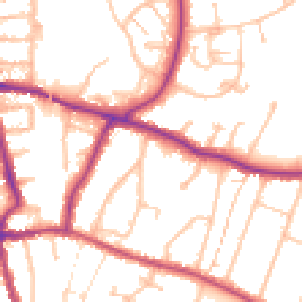 Daytime road noise heatmap for CR2 7EE