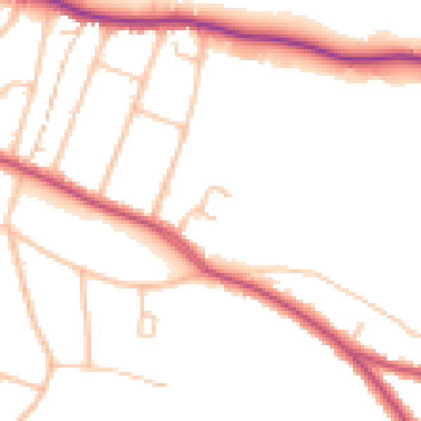 Daytime road noise heatmap for CR2 7HX