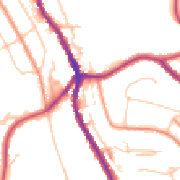 Daytime road noise heatmap for CR3 0AZ