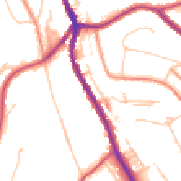 Daytime road noise heatmap for CR3 0BD