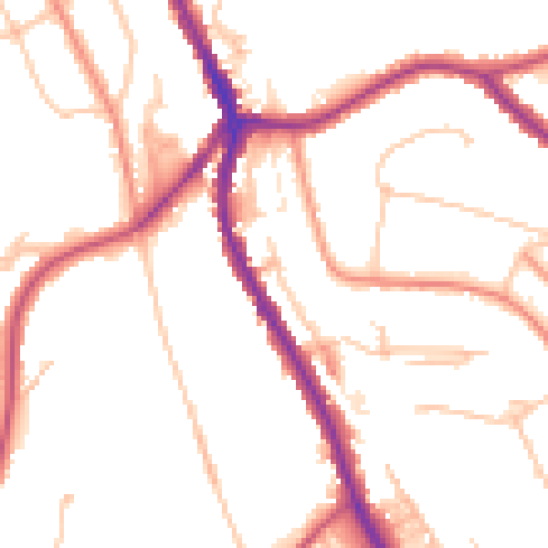Daytime road noise heatmap for CR3 0BN