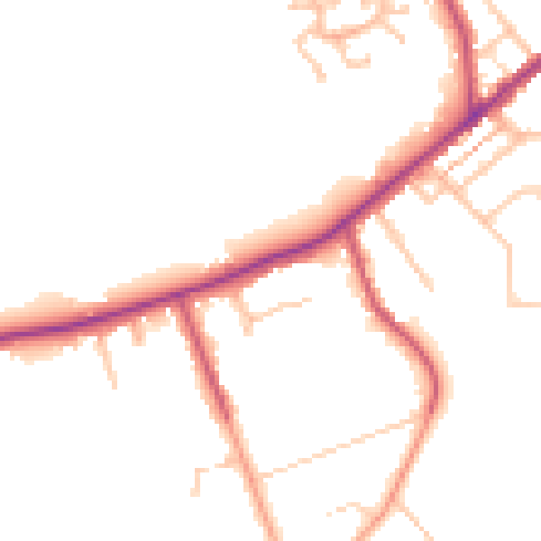 Daytime road noise heatmap for CR3 5AN