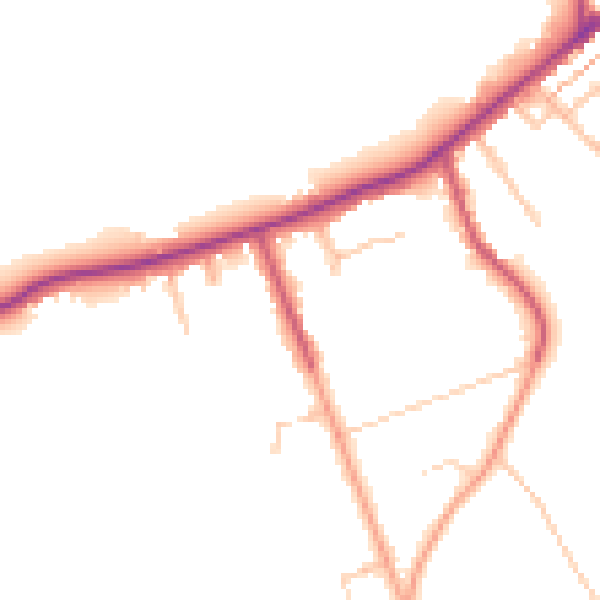 Daytime road noise heatmap for CR3 5DE