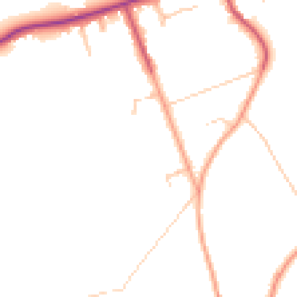 Daytime road noise heatmap for CR3 5DY