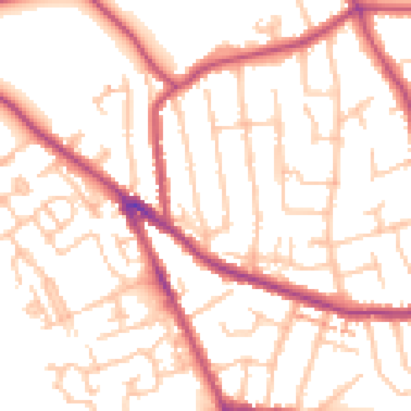Daytime road noise heatmap for CR3 5JP
