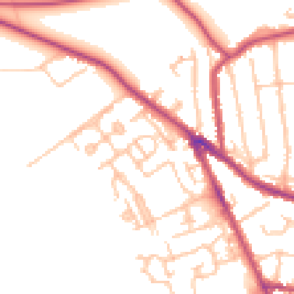 Daytime road noise heatmap for CR3 5ZG