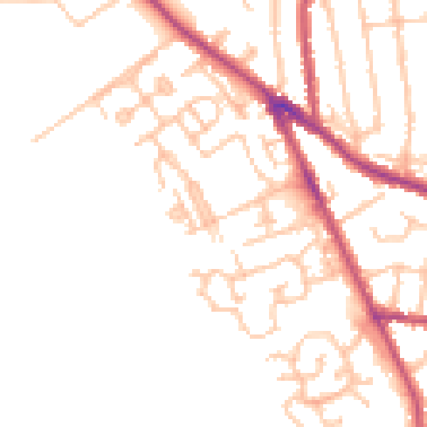 Daytime road noise heatmap for CR3 5ZU