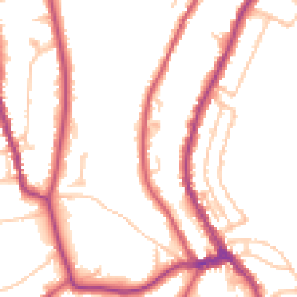 Daytime road noise heatmap for CR3 6JX