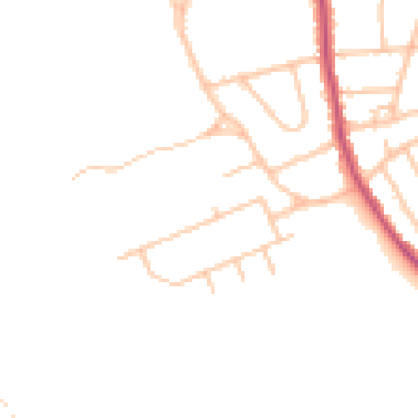 Daytime road noise heatmap for CR5 1BQ