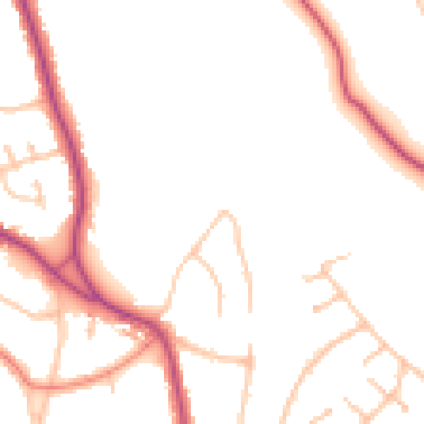 Daytime road noise heatmap for CR5 1HB