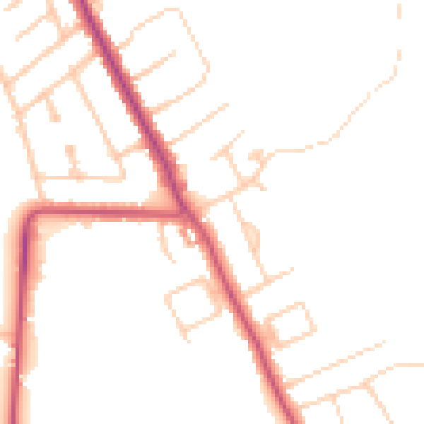 Daytime road noise heatmap for CR6 9AA