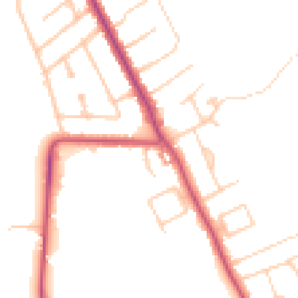 Daytime road noise heatmap for CR6 9AR