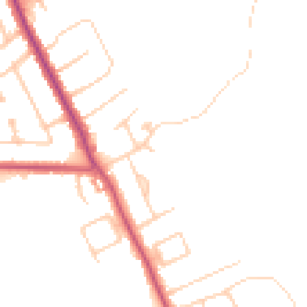 Daytime road noise heatmap for CR6 9AY