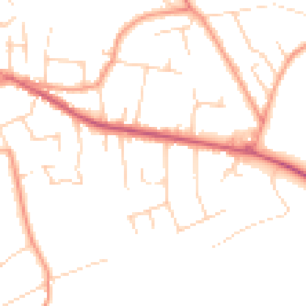 Daytime road noise heatmap for CR6 9AZ