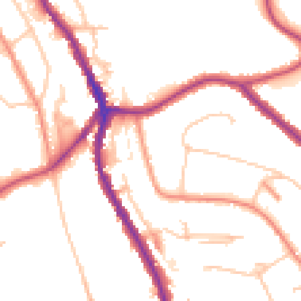 Daytime road noise heatmap for CR6 9BJ