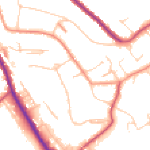 Daytime road noise heatmap for CR6 9BQ