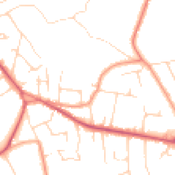 Daytime road noise heatmap for CR6 9BY