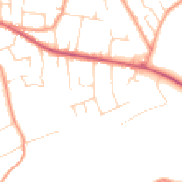 Daytime road noise heatmap for CR6 9DE