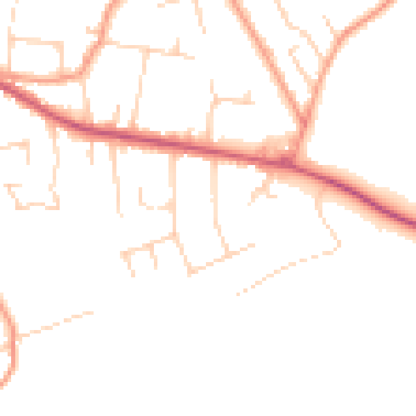 Daytime road noise heatmap for CR6 9DJ