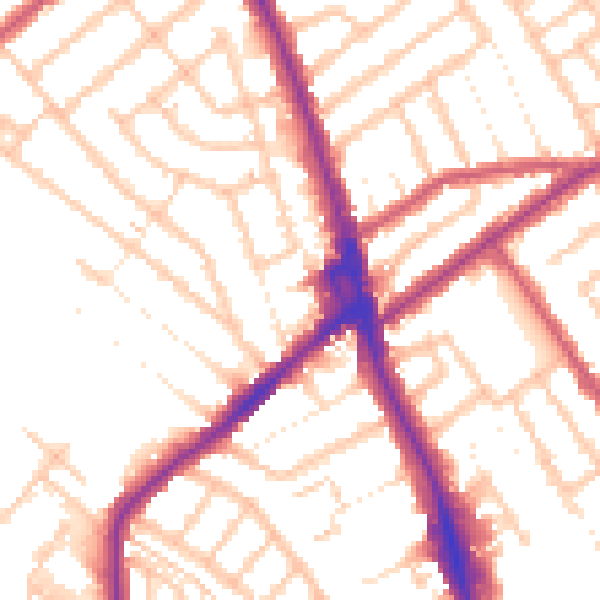 Daytime road noise heatmap for CR7 6AA