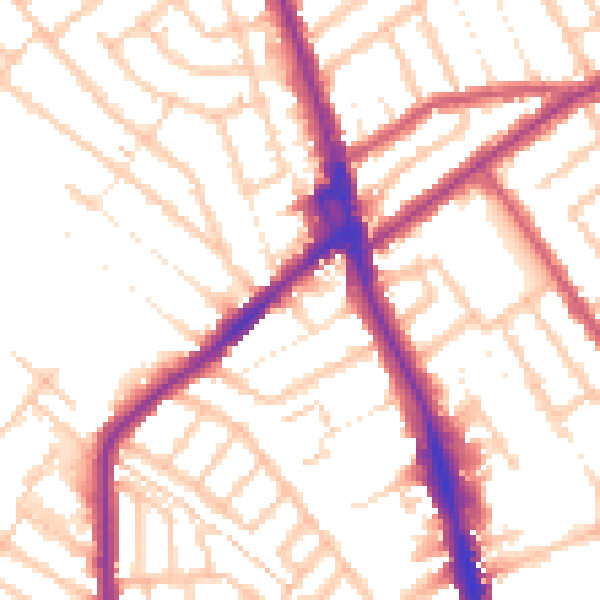 Daytime road noise heatmap for CR7 6AB