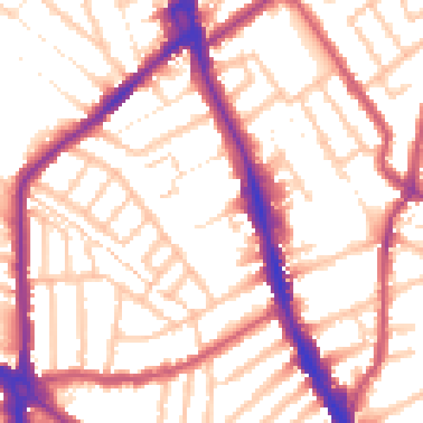 Daytime road noise heatmap for CR7 6AD