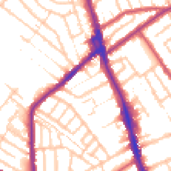 Daytime road noise heatmap for CR7 6AF