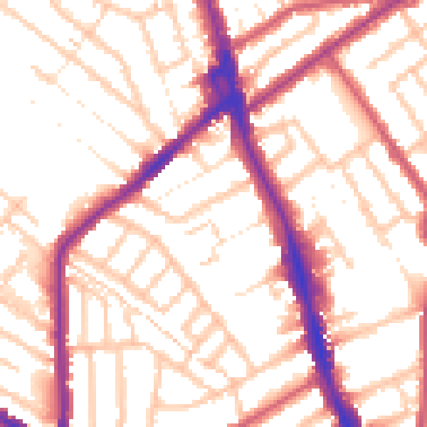 Daytime road noise heatmap for CR7 6AG