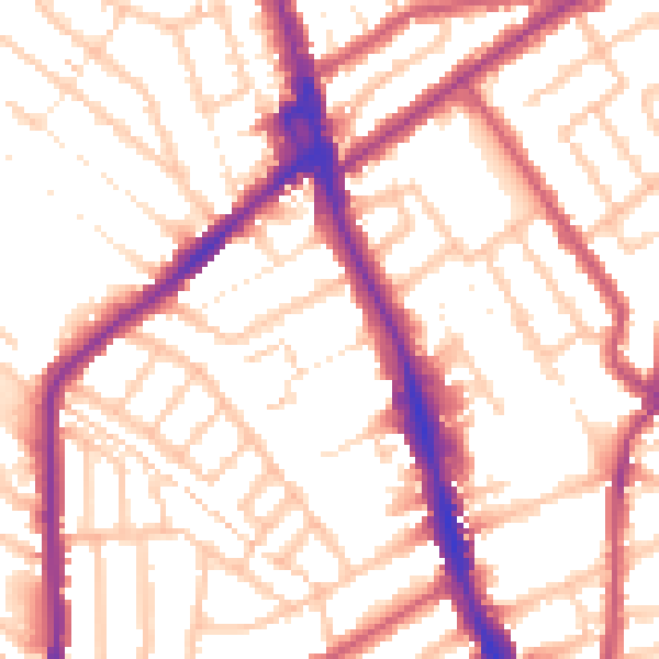 Daytime road noise heatmap for CR7 6AH