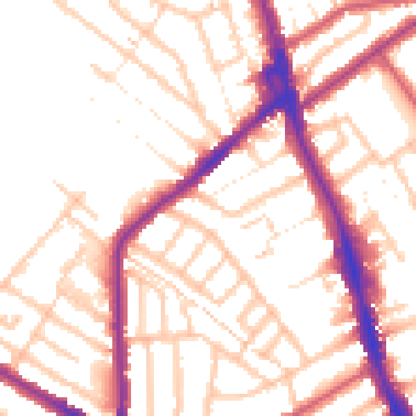 Daytime road noise heatmap for CR7 6AJ