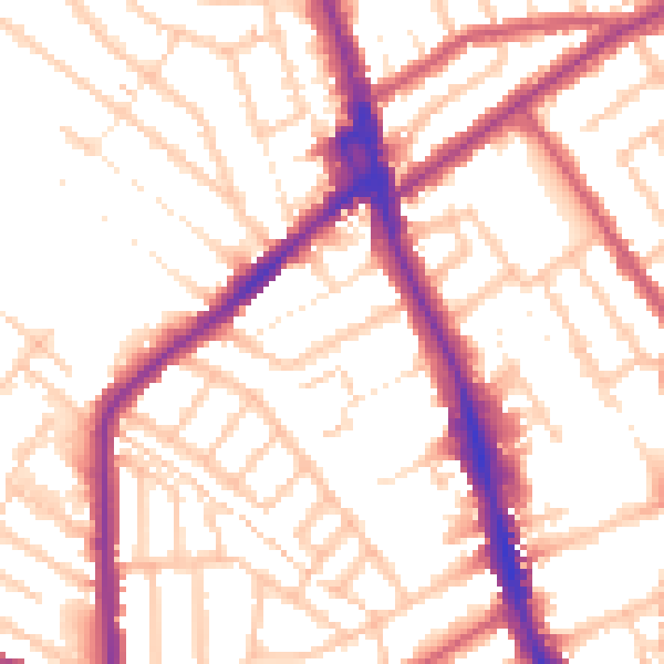 Daytime road noise heatmap for CR7 6AL