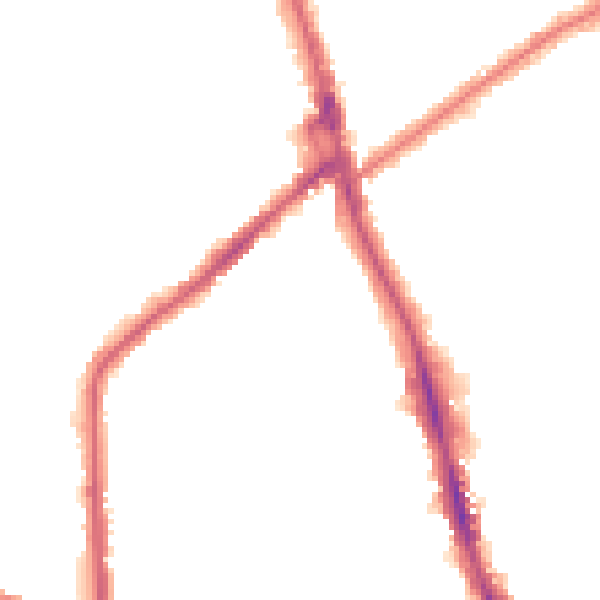 Night-time road noise heatmap for CR7 6AL