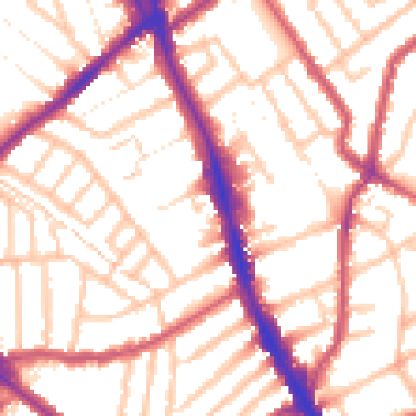 Daytime road noise heatmap for CR7 6AN