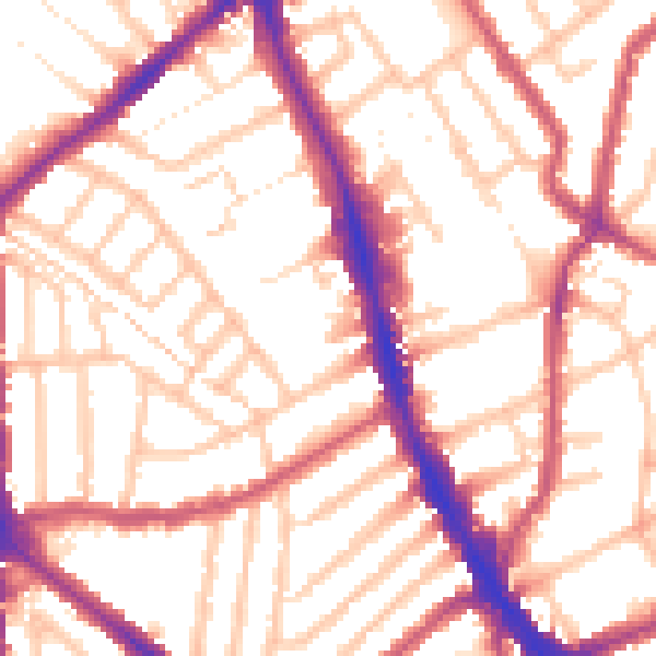 Daytime road noise heatmap for CR7 6AS
