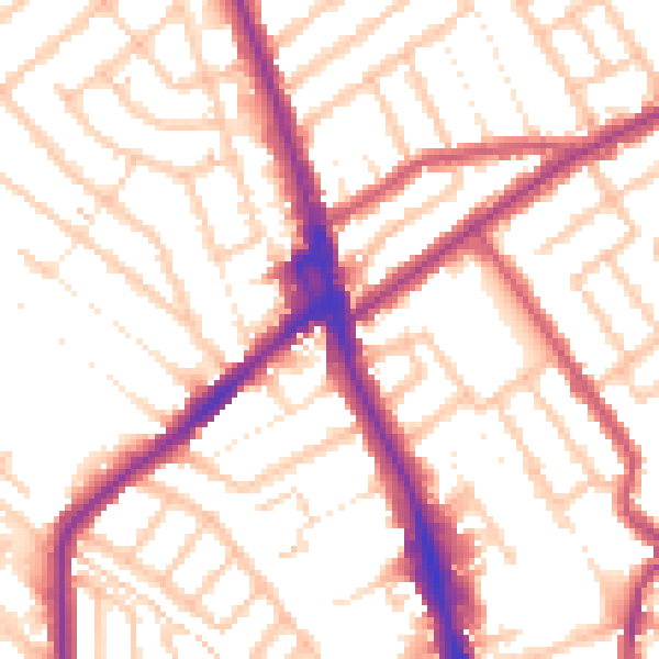 Daytime road noise heatmap for CR7 6AU