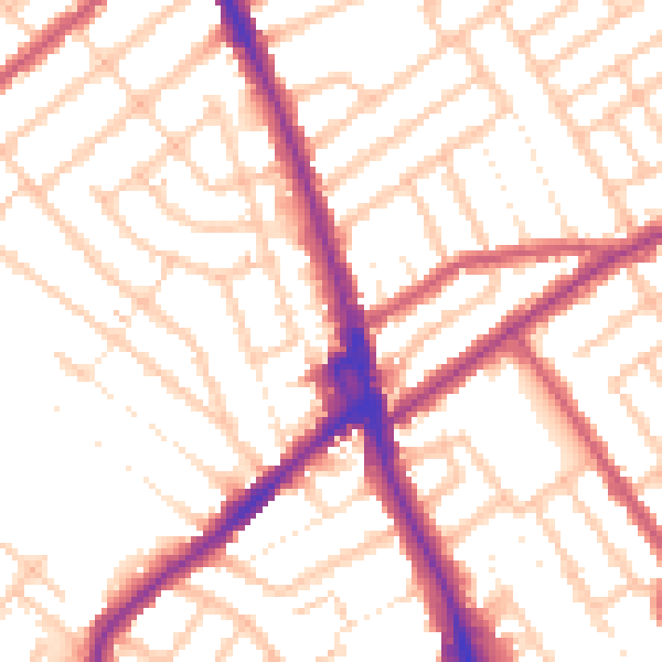 Daytime road noise heatmap for CR7 6AW