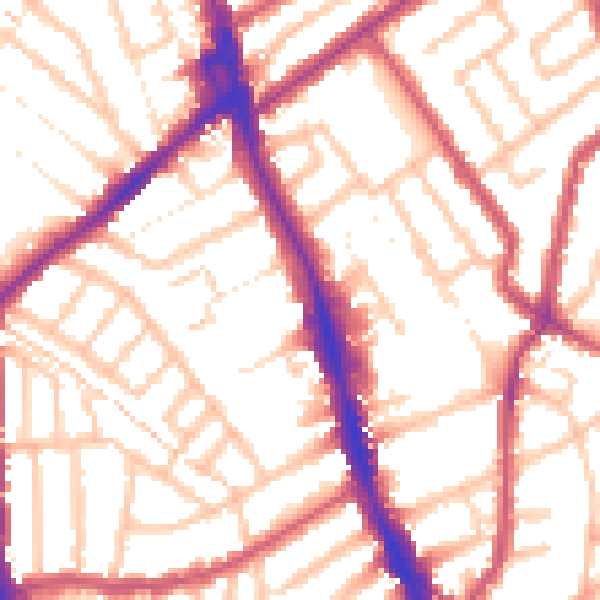 Daytime road noise heatmap for CR7 6AY