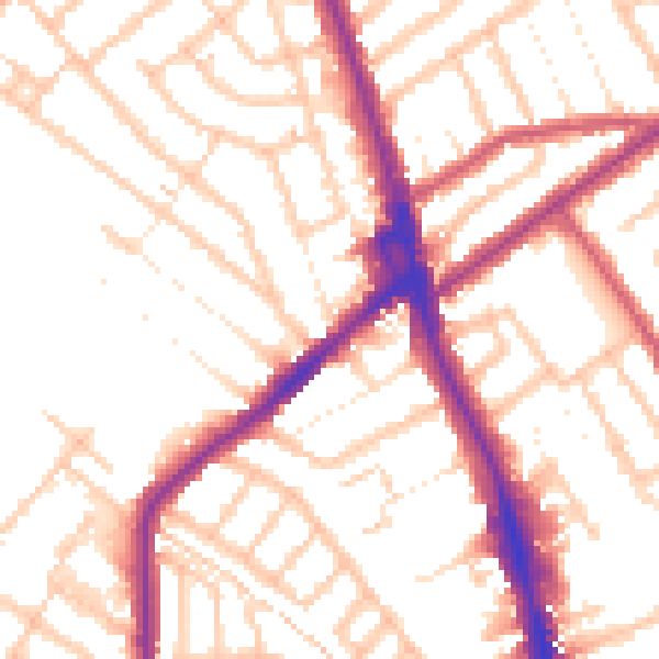 Daytime road noise heatmap for CR7 6BA
