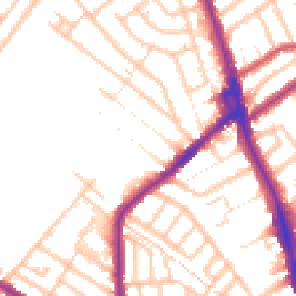 Daytime road noise heatmap for CR7 6BE