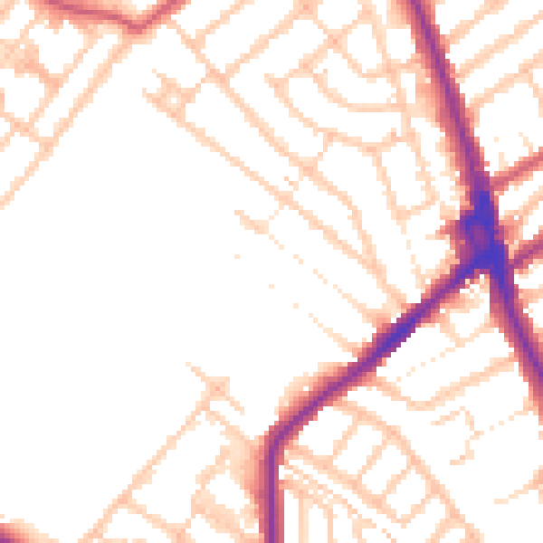 Daytime road noise heatmap for CR7 6BF