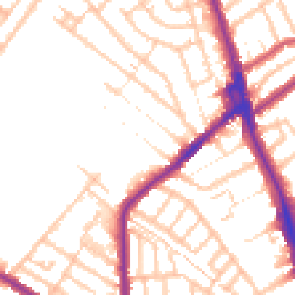 Daytime road noise heatmap for CR7 6BG