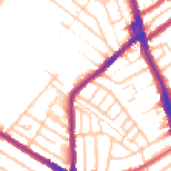 Daytime road noise heatmap for CR7 6BH