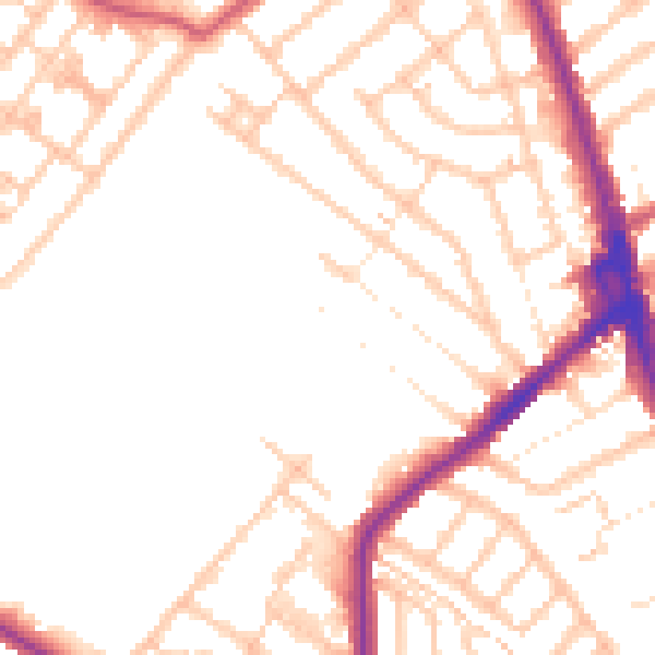 Daytime road noise heatmap for CR7 6BJ