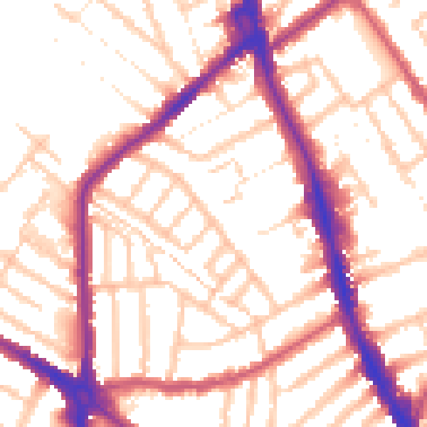 Daytime road noise heatmap for CR7 6BL